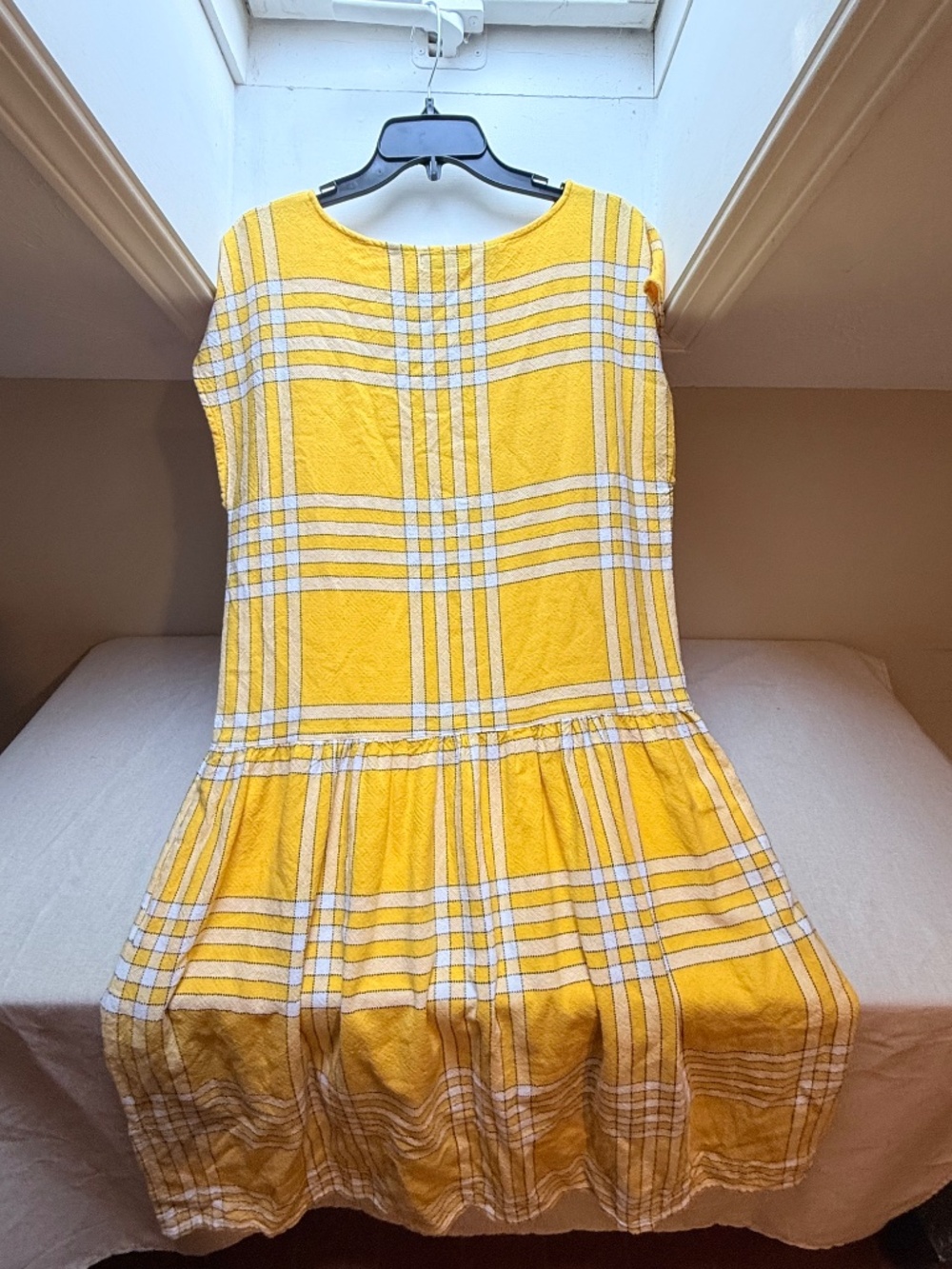 Vintage Late 80s Early 90s Esprit Plaid Drop Waist Dress Size Medium - Picture 7 of 11